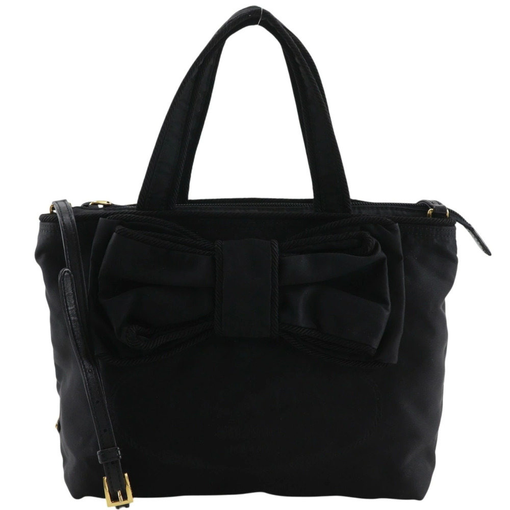 Prada Ribbon Zipper 2Way Crossbody Bag Black